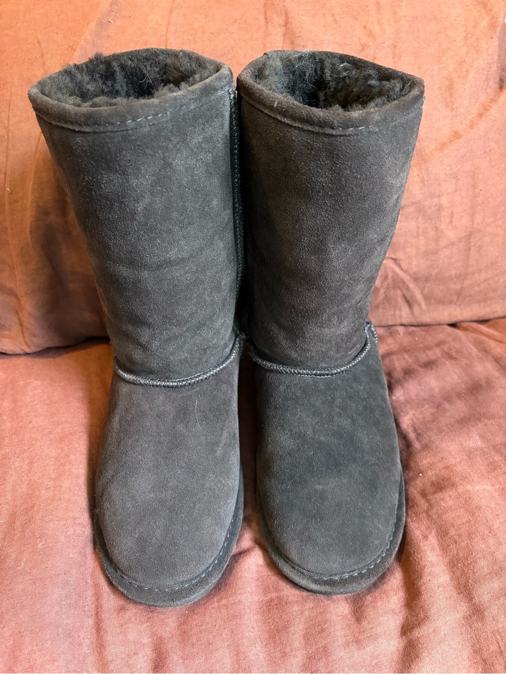 BearPaw Women's Dark Brown Suede Sherpa-Lined Boots - Picture 2 of 6